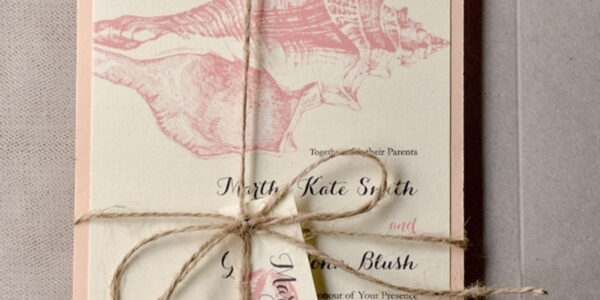 Beach Wedding invitations Seashells Wedding Invites destination wedding Cards with  twine and tag