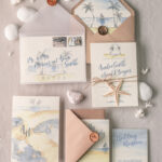 Beach Wedding invitations Starfish Wedding Invites Tropical wedding Cards with twine Vellum envelope