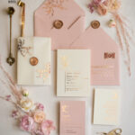 Bespoke Minimalistic Wedding Invitation Suite, Romantic Blush Pink Wedding Cards, Glamour Gold Foil Wedding Invitations, Luxury Wedding Stationery