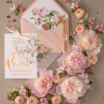 Luxury Gold Foil Wedding Invitations, Glamour Blush Pink Wedding Invites, Elegant Floral Wedding Cards, Bespoke Vellum Wedding Invitation Suite With Bow