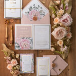 Luxury Golden Shine Wedding Invitations, Romantic Blush Pink Wedding Cards, Glamour Peony Pocketfold Wedding Invitation Suite, Floral Vintage Wedding Stationery