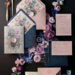 Luxury Acrylic Plexi Wedding Invitations, Romantic Blush Pink Wedding Invites With Vellum Cover, Elegant Royal Navy Wedding Cards, Bespoke Floral Wedding Invitation Suite