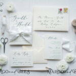 Minimalistic Nude Wedding Invitations, Elegant White Wedding Invites, Bespoke And Modern Wedding Invitation Suite, Handmade Wedding Cards