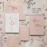 Luxury Gold Foil Wedding Invitations, Glamour Golden Wedding Invites, Elegant Floral Wedding Invitation Suite, Romantic Blush Pink Wedding Cards