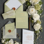 Luxury Gold Foil Wedding Invites, Elegant Sage Green Wedding Invites, Glamour Golden Shine Wedding Invitation Suite, Geometric Wedding Cards