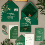 “Captivating Glamour: Arch Gold Greenery Wedding Invitation Suite – The Ultimate Green Wedding Invites”