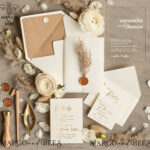 Acrylic Pampass Grass and Velvet Nude: Elegant and Modern Wedding Invitation Suite
