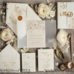 Elegant and Luxurious Handmade Wedding Invitations: Acrylic Golden Initials and Golden Shine Wedding Invitation Suite