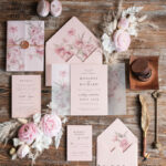 Elegant Rose Wedding Invitations: Handmade Suite in Blush Pink and Wax Rose Gold for Luxurious Wedding Cards