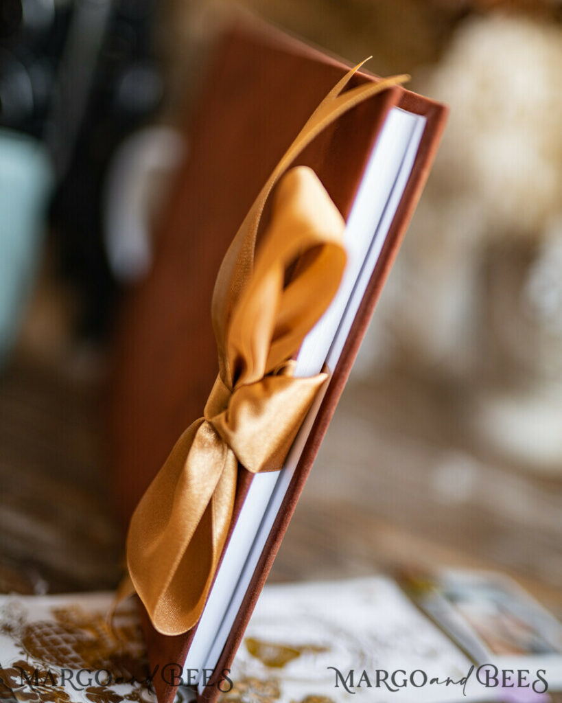 Terracotta Boho Instax velvet Wedding GuestBook Gold, Burnt Orange Instant Wedding Guest Book, Polaroid velvet Guestbook Rust Golden wedding
