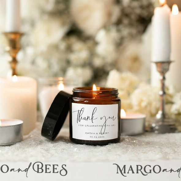 Wedding Party Favors for Guests in bulk Soy Candle with modern labels, Wedding Bulk Favors - candles, Wedding Rustic Favors, Unique Favors Apothecary Candle, Thank You Favor gifts for guests