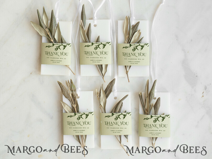 Thank You Favor gift Soy Scented wax Tablet favours with olive branch, Boho wedding air Freshener, Scented thank you Decoration, Baby shower favor gift, Rustic wedding favors idea