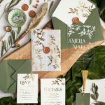 “Exquisite Greece Olive Branch Wedding Invitation: Acrylic Olive Green & Gold Wedding Invites”