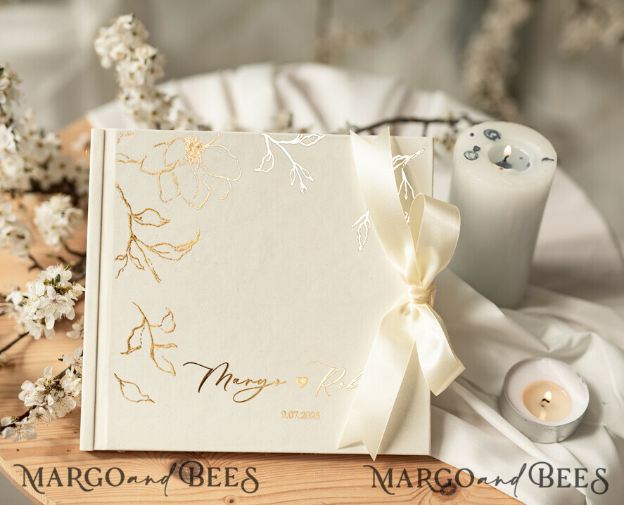 Modern Elegant Gold Instax velvet Wedding GuestBook Gold, Large Instant Wedding Guest Book, Polaroid velvet Guestbook