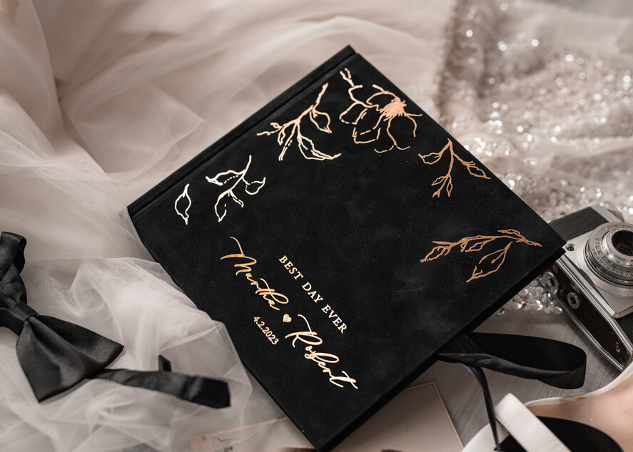 Black Boho Instax velvet Wedding GuestBook Gold, Black Halloween Instant Wedding Guest Book, Polaroid velvet Guestbook Black Golden wedding