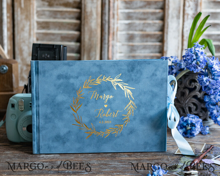 Luxury Instax velvet Wedding GuestBook Gold, Large Instant Wedding Guest Book, Polaroid velvet Guestbook