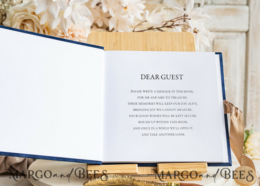 Navy Blue Gold Acrylic Wedding Guest Book Personalised & sign set, Velvet Dark Blue Instant Photo Book Boho Elegant Instax Wedding Photo Guestbook