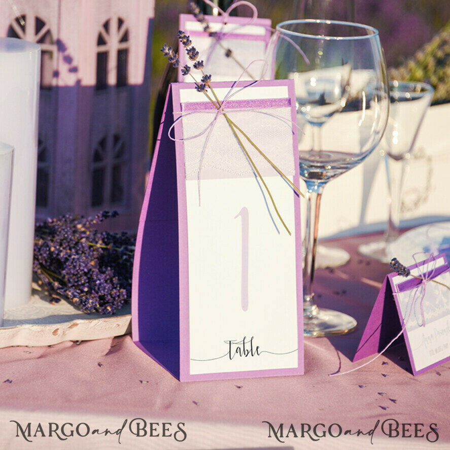Delicate Lilac Wedding Table Numbers, Elegant Wedding Table Cards With Lavender & Twine, Minimalistic Purple Wedding Table Décor, Wedding Signage, Editable text
