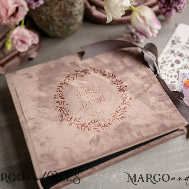 Presonalised Wedding Guest Book, Velvet Personalized Wedding Phoro Guest Book• Velvet Photo Booth Book