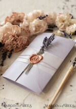 Delicate Lilac Wedding Invitations, Elegant Wedding Invites With Lavender, Minimalistic Purple Wedding Cards, Handmade Wedding Invitation Suite