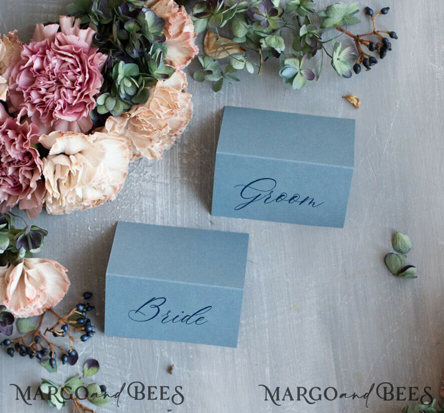Dusty Blue Place Card, Elegant Wedding Place Cards, Minimalistic Name Tags, Luxury Seating Table Decor, Boho Table Place Cards, Simple Aesthetic Name Cards