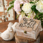 “Unique and Luxurious: Personalised His and Hers Engraved Wedding Ring Box with Real Flowers in Epoxy”