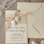 “Rustic Seaside Wedding Save the Date Cards: Destination Beach Wedding with Seashell Details”