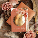 Unique Personalised Golden Save the Date Acrylic Magnet and Card for your Special Day