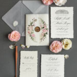 “Romantic Nude Wedding Invitations: Elegant Custom Venue Sketch Wedding Invites with Vintage Floral Wedding Cards in a Handmade Minimalistic Invitation Suite”