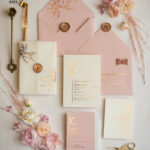 Elegant and Customizable Minimalistic Blush Pink Wedding Invitation Suite with Glamorous Gold Foil Accents – The Perfect Luxury Wedding Stationery