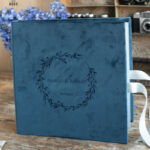 Personalised Blue Velvet Wedding Guestbook with Instant Wedding Photo Book Instax