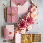 Luxury Velvet Wedding Invitations: Romantic Blush Pink Wedding Cards with Glamour Golden Shine – The Perfect Elegant Pink Wedding Invitation Suite