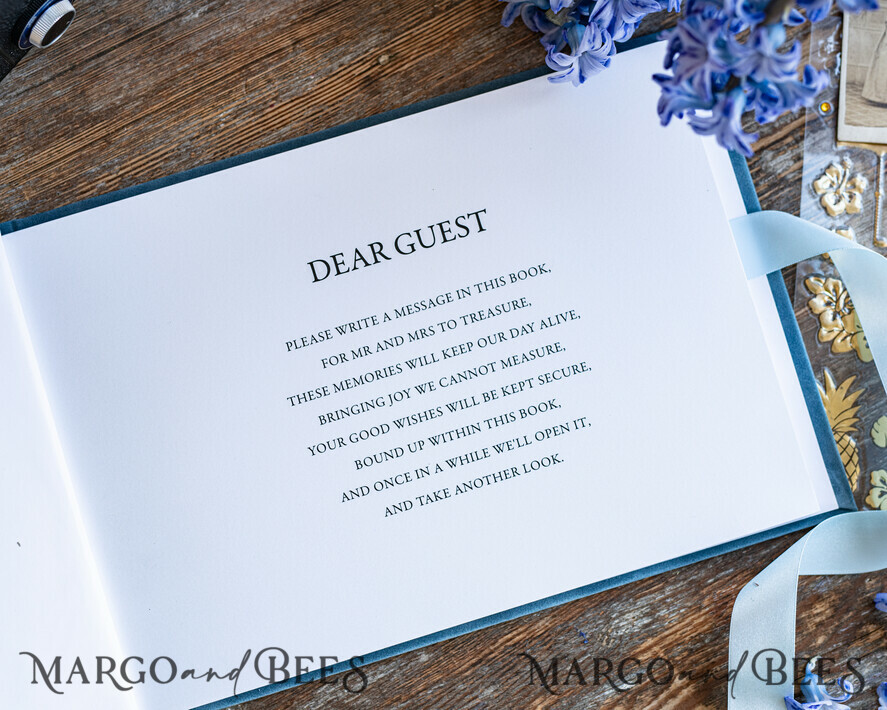 Luxury Navy Blue Instax velvet Wedding GuestBook Gold, Large Instant Wedding Guest Book, Polaroid velvet Guestbook