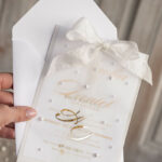 classic elegant vellum etui with pearls wedding invitation suite for summer wedding