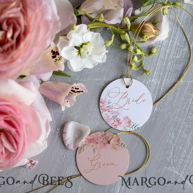 Elegant Rose Wedding Place Cards, Romantic Blush Pink Wedding Place Cards, Luxury Wedding Cards, Handmade Wedding Cards