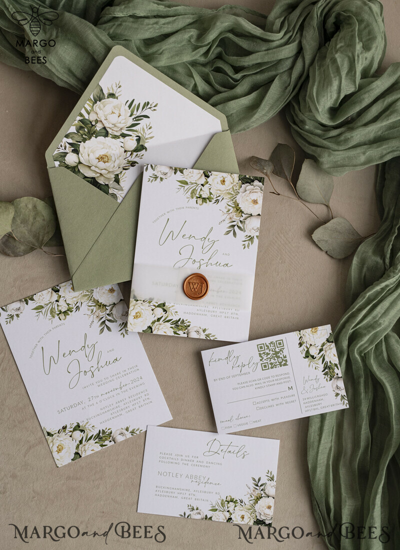 sage green wedding invitations for summer outdoor wedding