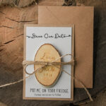 Personalised Wedding Save the Dates: Bespoke Wood Magnet and Birch Slab Designs