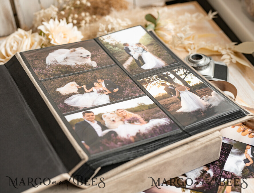 Large Velvet Wedding Slip-In Photo Album With SlipCase, Photo album black Sleeves for 500 4x6