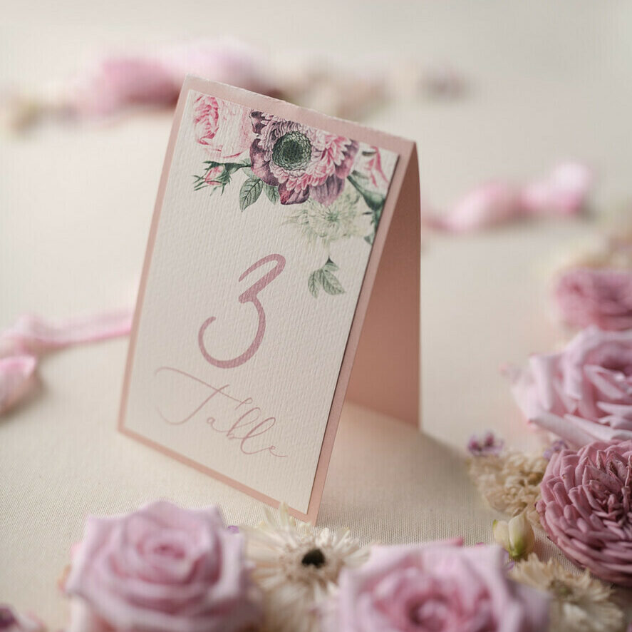 Blush Pink Floral Wedding Table Cards, Calligraphy Table Numbers, Wedding Signage, Romantic Wedding Table Numbers, Editable Text, Rose Table Decor Wedding Signs