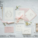 Romantic Blush Pink Wedding Invitations: Elegant and Delicate Invitation Suite featuring Bespoke White Wedding Cards and Minimalistic Wedding Invites