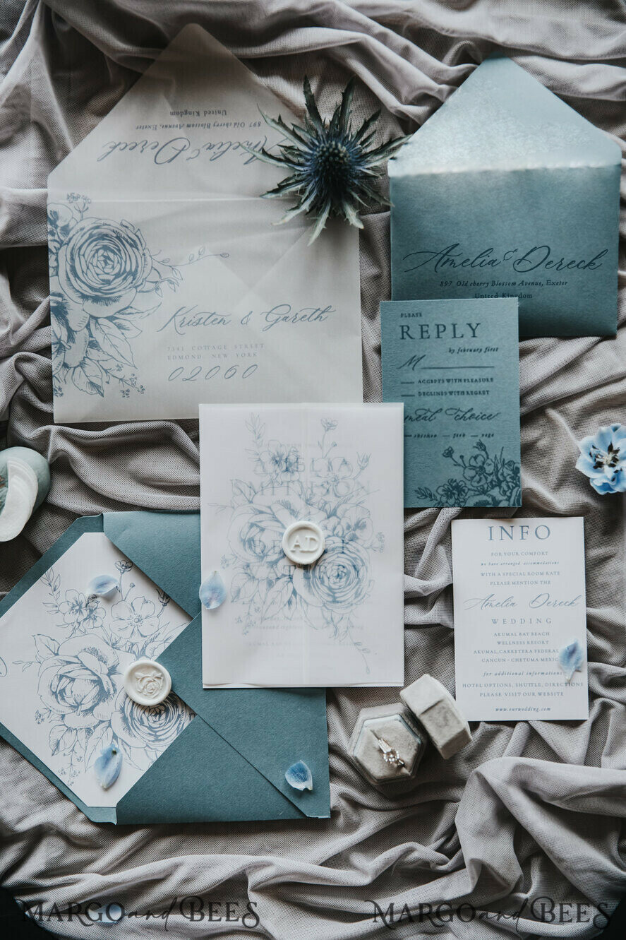 Serenity in Elegance: Blue Bliss Wedding Invitations
