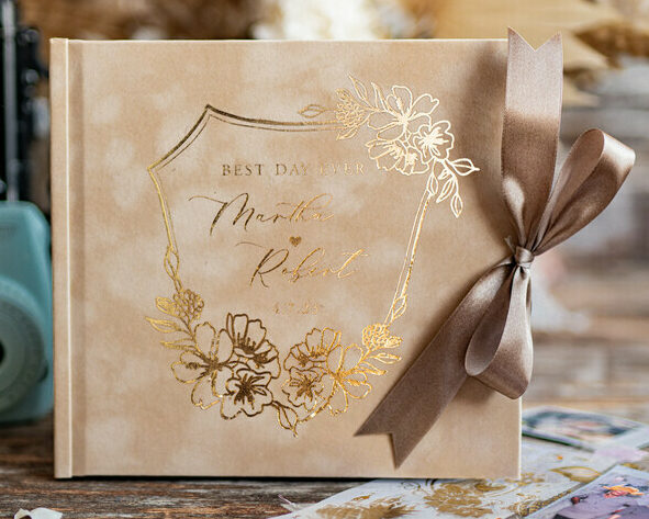 Nude Boho Instax velvet Wedding GuestBook Gold, Beige Instant Wedding Guest Book, Polaroid velvet Guestbook Taupe Golden wedding