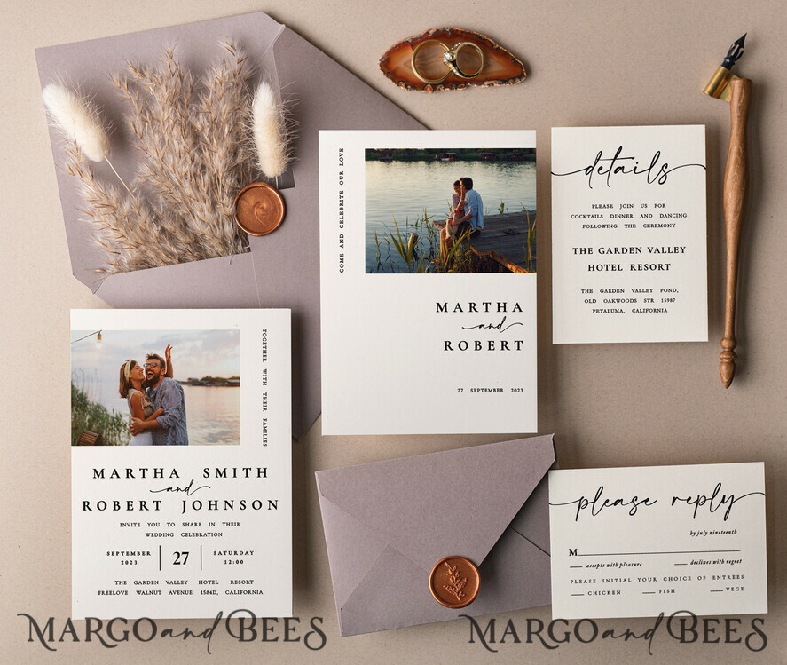 Modern Wedding invitations with photo, photos on wedding invitations, Elegant wedding invitations , Snapshots Wedding Invitation Suite