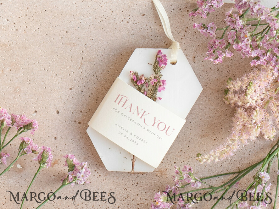 Thank You Favor gift Soy Scented wax Tablet favours with heather flowers, Boho wedding air Freshener, Scented thank you Decoration, Baby shower favor gift, wedding favors idea
