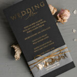 Halloween Wedding Menu Card, Black Wedding Menu, Skeleton Wedding Set black and gold