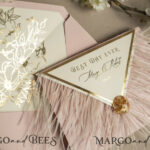 3 fold Luxury blush Mirror gold Wedding InvitationsGlamour Acrylic Wedding Invites