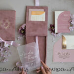 Acrylic Wedding Invitations in velvet box, Frozen Plexi Glamour Wedding Invitation Suite Luxury Box