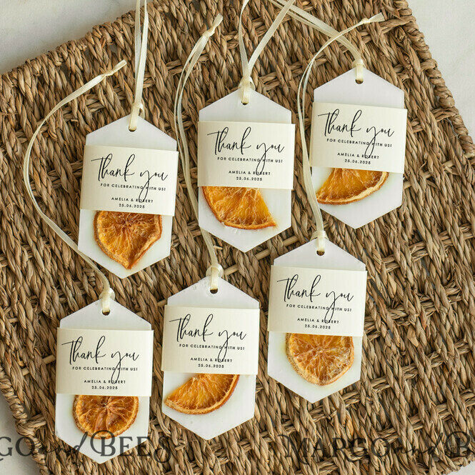Thank You Favor gift Soy Scented wax Tablet favours with orange slices, Boho wedding air Freshener, Scented thank you Decoration, Baby shower favor gift, Rustic wedding favors idea