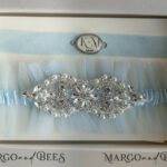 Set of Two gartes, personalised wedding garter in box, something blue tulle garter & personalised toss set