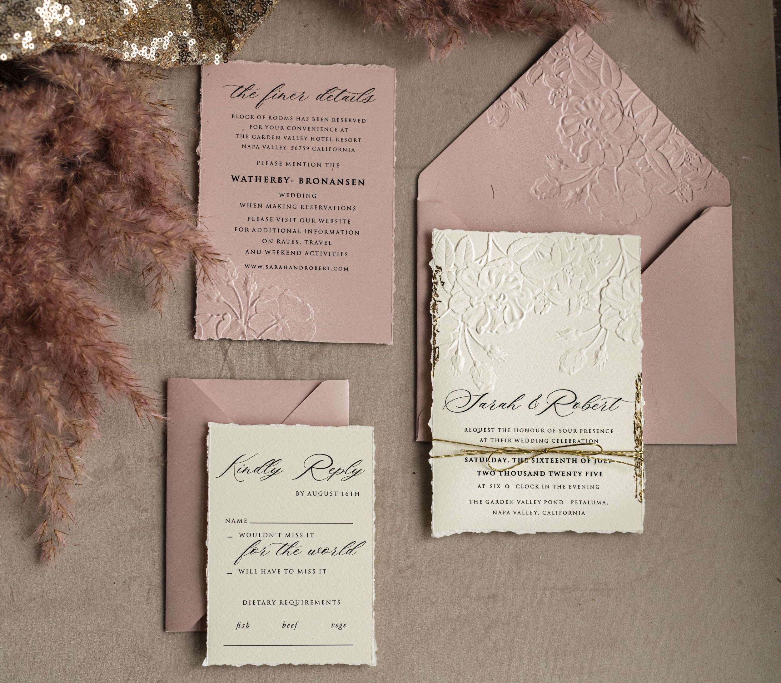 Essentials for a Picturesque, Dreamy, and Elegant Wedding Celebration: Blush Pink Florals and Gold Color Scheme